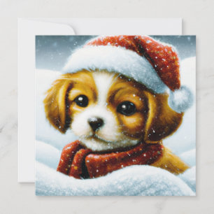 Santa-Welpen-Budget-Weihnachten Feiertagskarte