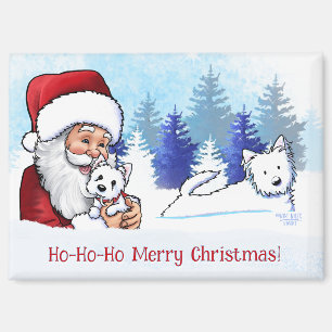 Santa Westie Hogs Winter Magnet