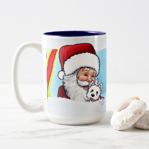 Santa Westie Puppy Winter Zweifarbige Tasse
