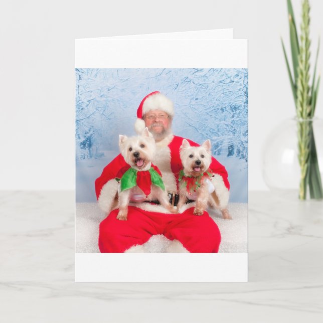 Santa Westies Feiertagskarte (Vorderseite)