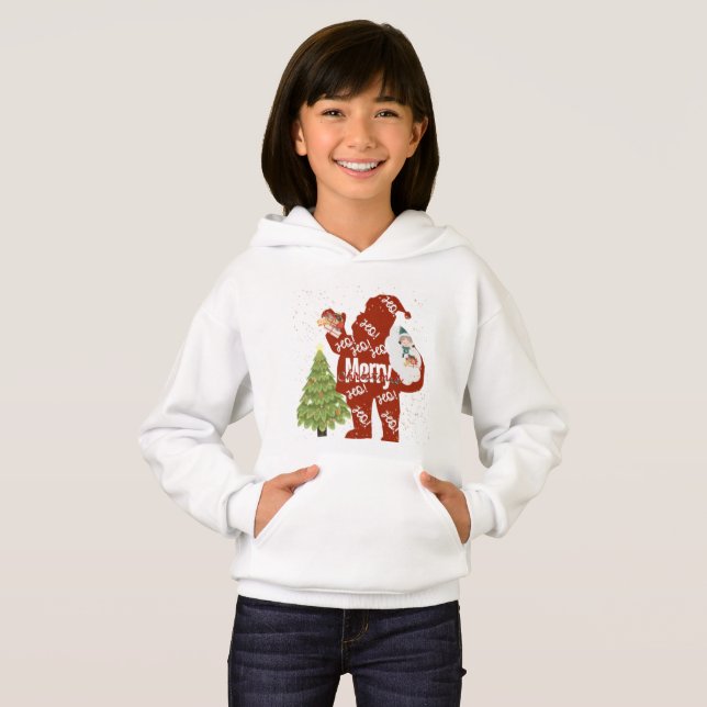 SANTA WHITE HOODIE - FRAUEN/KINDER (Vorne ganz)