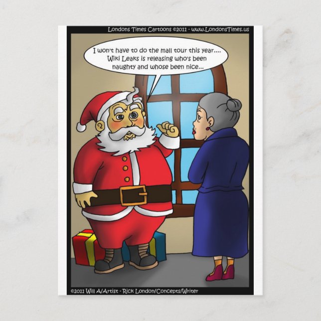 Santa & Wiki Leaks Funny Gifts T-Shirts & Karten (Vorderseite)