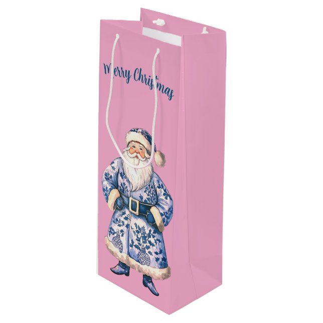 Santa Wine Gift Bag Geschenktüte Für Weinflaschen (Vorderseite Schrägansicht)