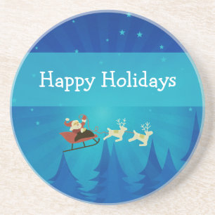 Santa Winter Scene Sandstone Untersetzer