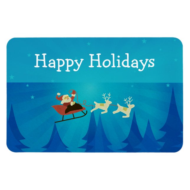 Santa Winter Szene Rectangle Magnet (Horizontal)