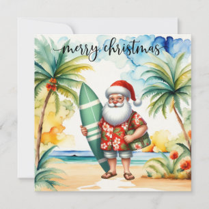 Santa wird Surf-Weihnachtskarte für Surfer sein Karte