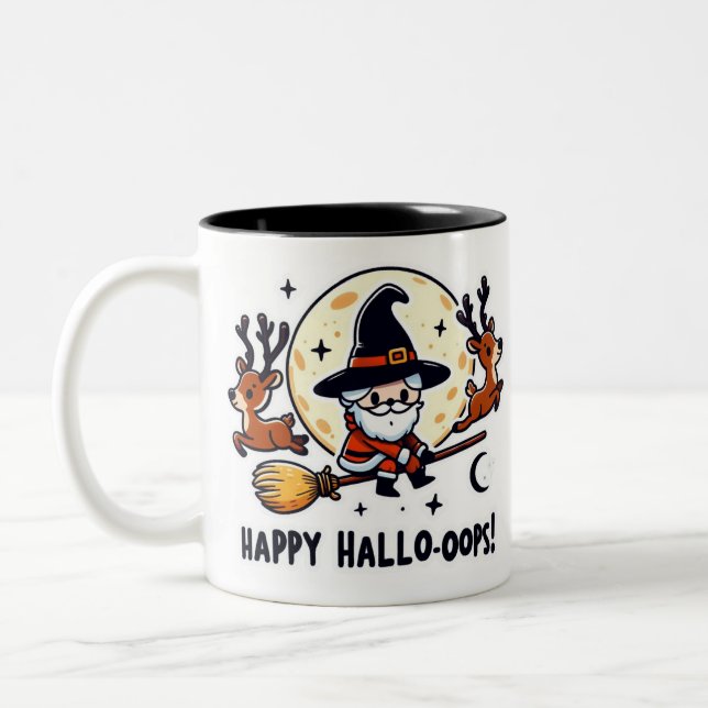 Santa Witch Broom Ride Mug – Halloween-Christmas (Gauche)