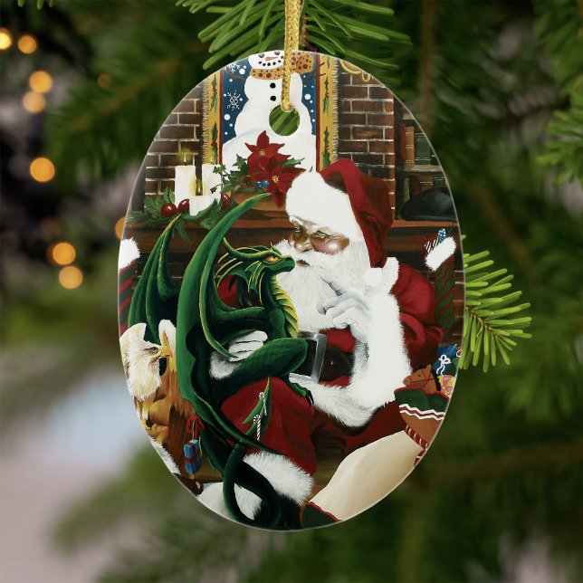 Santa With Dragon Friend Keramikornament (Von Creator hochgeladen)