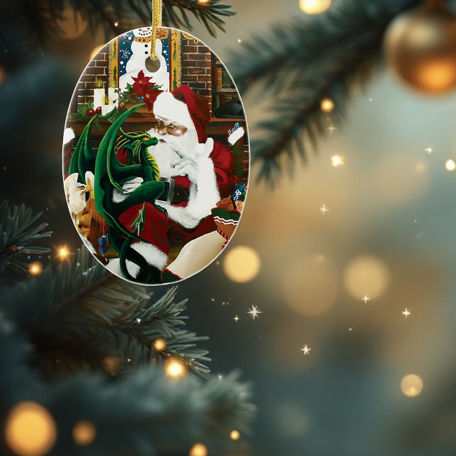 Santa With Dragon Friend Keramikornament (Von Creator hochgeladen)