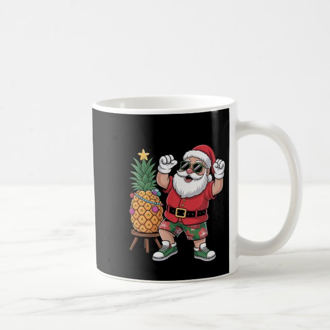 Santa With Pineapple Christmas Tree In Summer Time Kaffeetasse (Rechts)