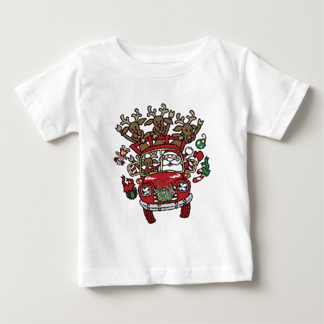 Santa Woody und sein Weihnachtsmann-Cartoon Baby T-shirt (Vorderseite)