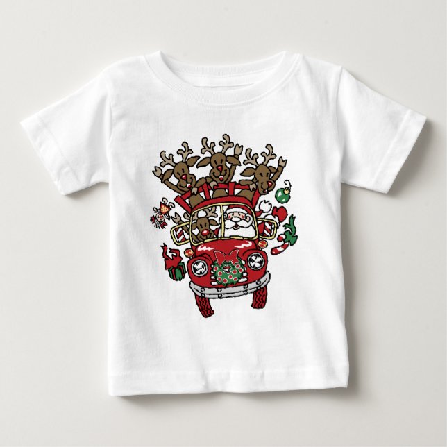 Santa Woody und sein Weihnachtsmann-Cartoon Baby T-shirt (Vorderseite)
