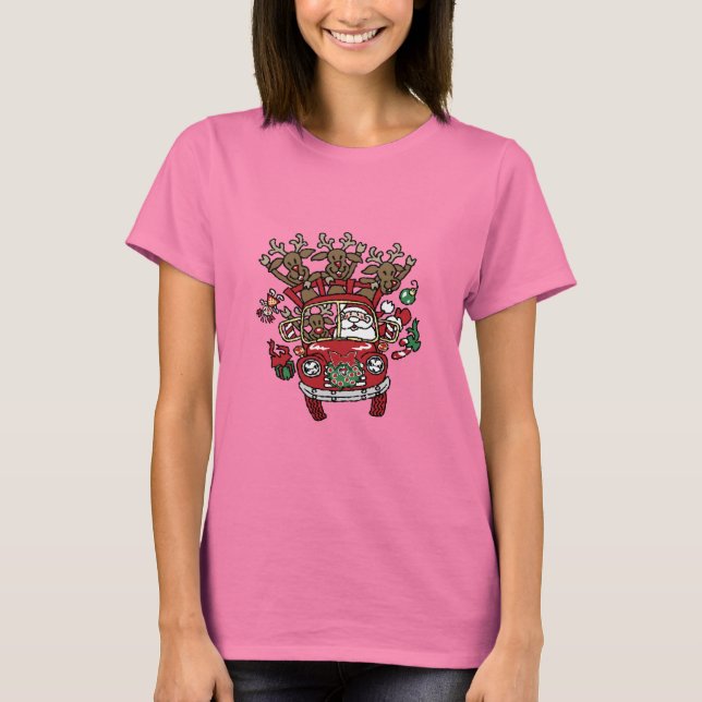 Santa Woody und sein Weihnachtsmann-Cartoon T-Shirt (Vorderseite)