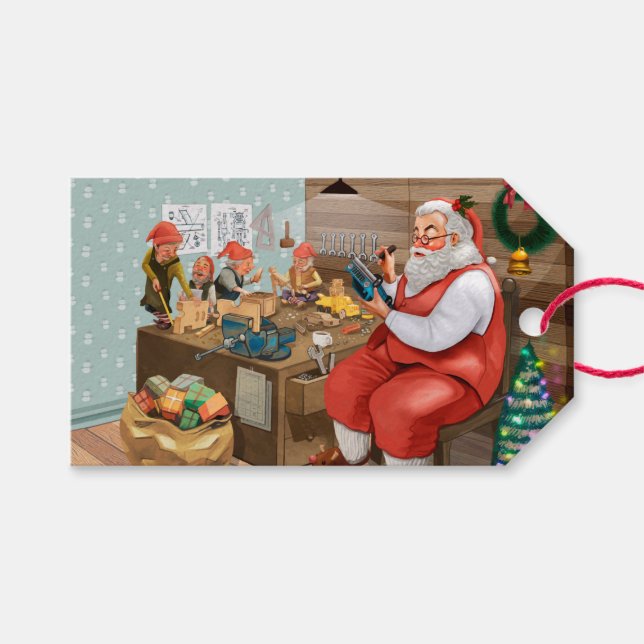 Santa-Workshop Geschenkanhänger (Vorderseite (Horizontal))