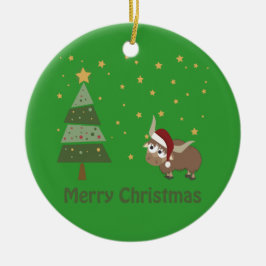 Santa Yak Weihnachtslandschaft Keramikornament