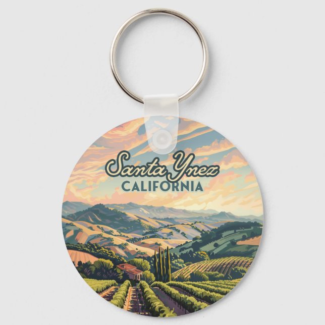 Santa Ynez Rodelbahn mit Aussicht Weinroute Mendri Schlüsselanhänger (Vorderseite)