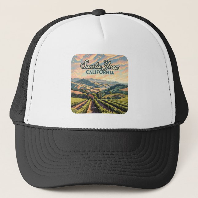 Santa Ynez Rodelbahn mit Aussicht Weinroute Mendri Truckerkappe (Vorderseite)