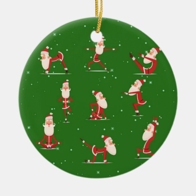 Santa Yoga Posen Keramik Ornament (Vorne)