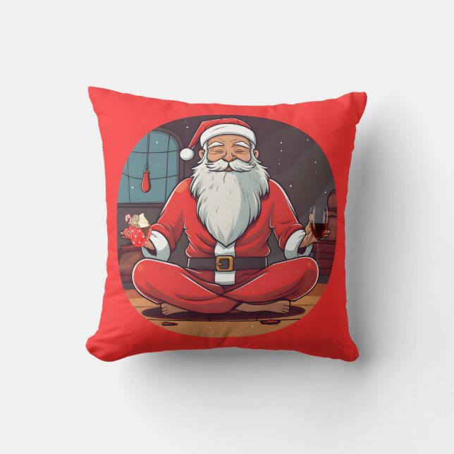 Santa Yoga Throw Kissen (Vorderseite)