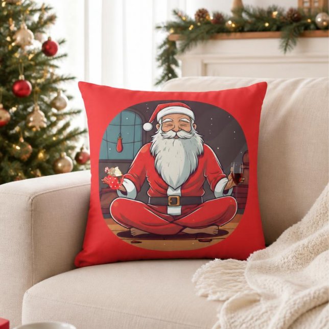 Santa Yoga Throw Kissen (Von Creator hochgeladen)