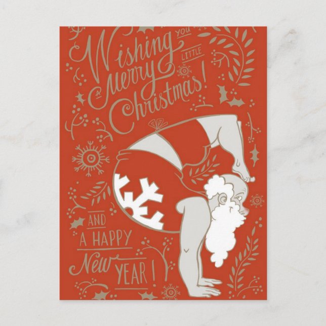 Santa Yoga Weihnachtspostkarte Feiertagspostkarte (Vorderseite)