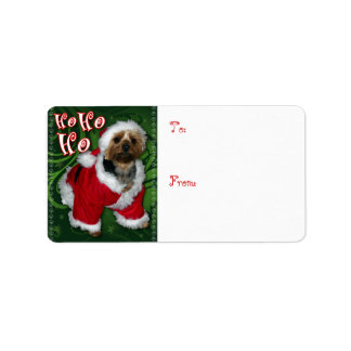 Santa Yorkie Gift Tag Adressaufkleber