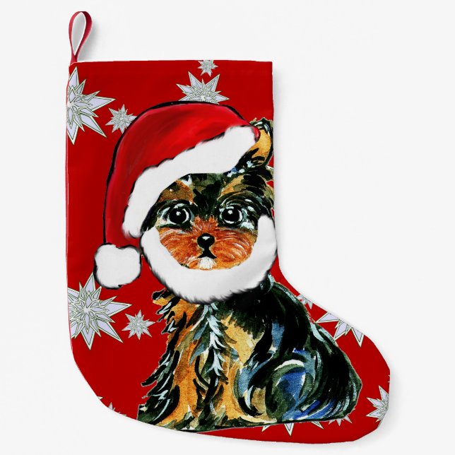 SANTA YORKIE POO KLEINER WEIHNACHTSSTRUMPF (Vorderseite)