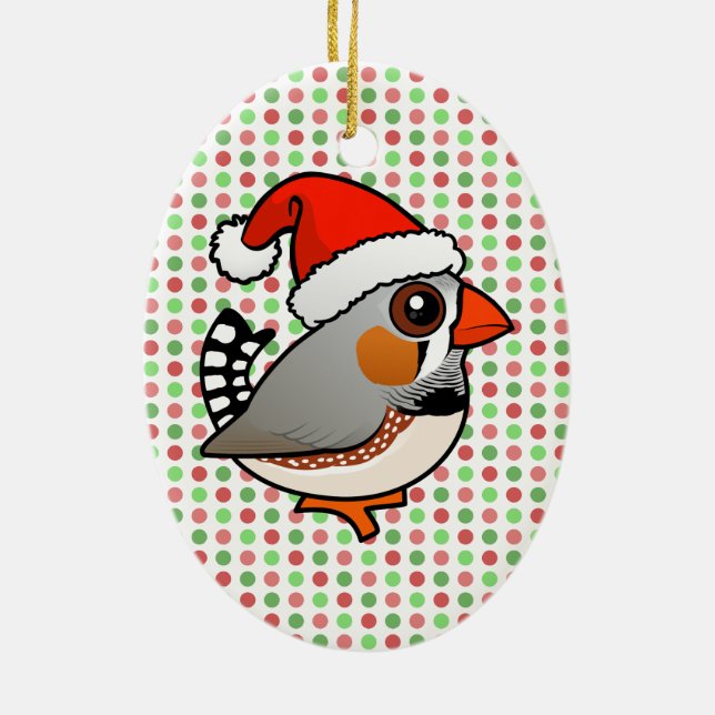 Santa Zebra Finch Keramikornament (Hinten)