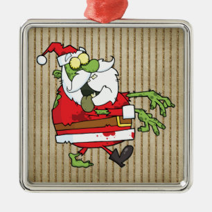 Santa Zombie Silbernes Ornament