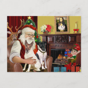 Santa - Zwei glatte Foxterrier Feiertagspostkarte