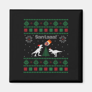 Santaaa Dinosaur hässlicher Weihnachtspullover Magnet