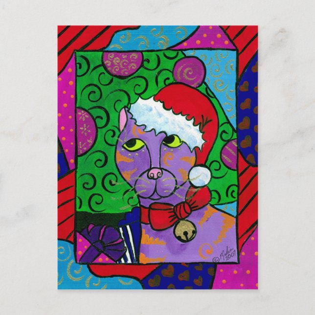 SantaCat Feiertagspostkarte (Vorderseite)