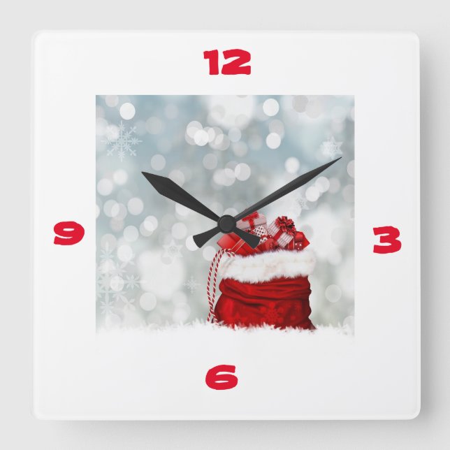 **SANTA'S BAG** CLOCK QUADRATISCHE WANDUHR (Vorderseite)