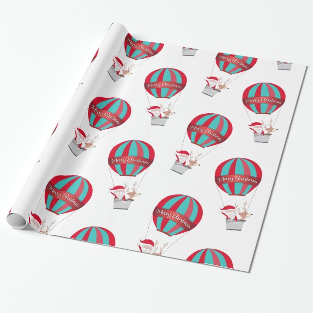 Santa's Balloon Ride Frohe Weihnachten Geschenkpapier (Ungerollt)