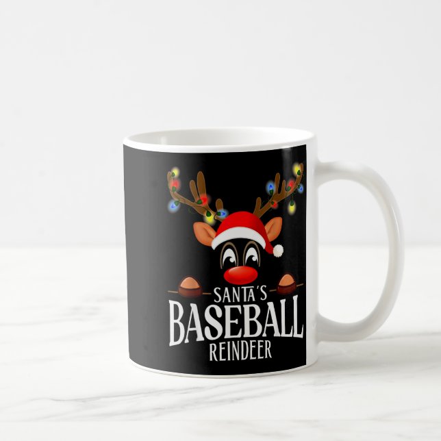 Santa's Baseball Reindeer Funny Xmas Matching Pjs  Kaffeetasse (Rechts)