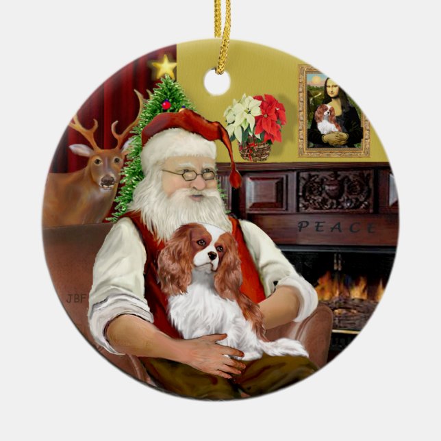 Santa's Blenheim Cavalier Keramikornament (Vorne)