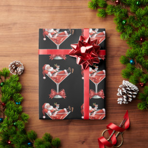Santas chaotischer Weihnachts-Martini Lustiger San Geschenkpapier