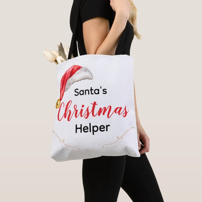 Santa's Christmas Helper Customizable Tote Bag (De près)