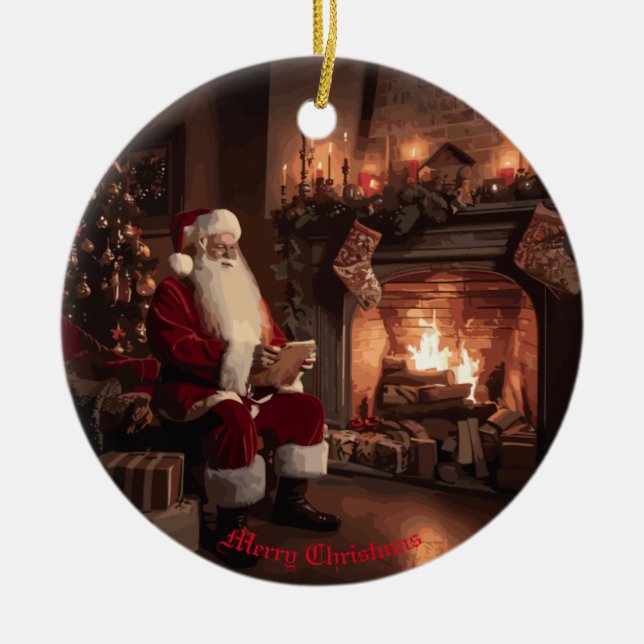 Santa's Cosy Nook Keramik Ornament (Vorne)