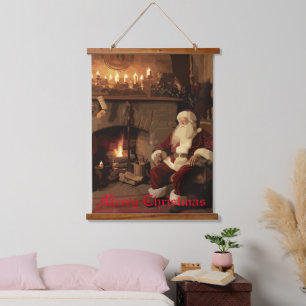Santa's Cosy Nook Wandteppich Mit Holzrahmen