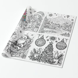 Santa's Creative Wonderland Wrap & Color Geschenkpapier
