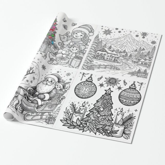 Santa's Creative Wonderland Wrap & Color Geschenkpapier (Ungerollt)