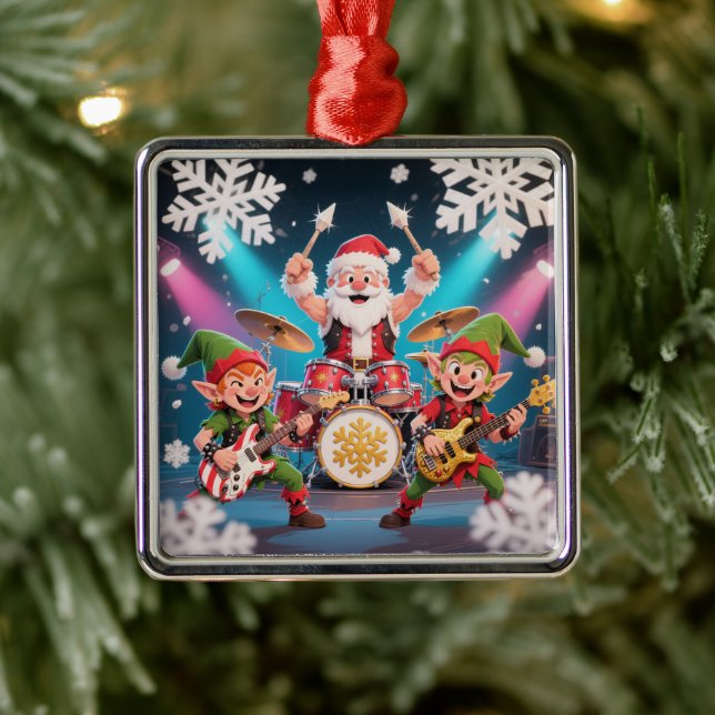 Santa's Drumming Rock Band Ornament (Baum)