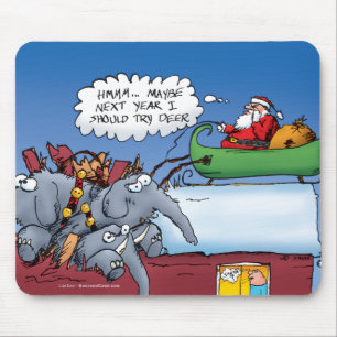 Santas Elephants Holiday Cartoon Mousepad