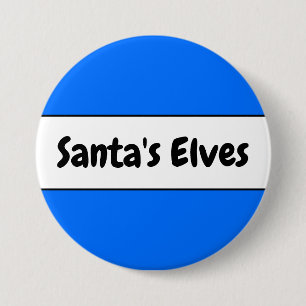 SANTA'S ELVES Festivals Bright Blue White Stripes Button