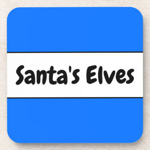 SANTA'S ELVES Festivals Bright Blue White Stripes Getränkeuntersetzer