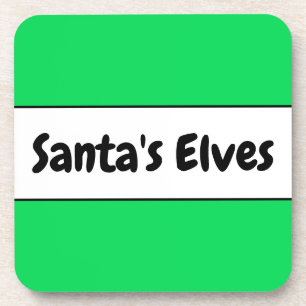 SANTA'S ELVES Festivals Bright Green White Stripes Getränkeuntersetzer
