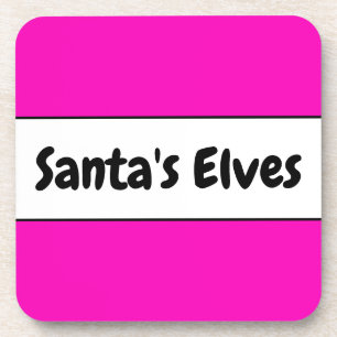 SANTA'S ELVES Fun Bright Pink Schwarz-weiß Stripes Getränkeuntersetzer