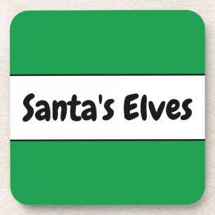 SANTA'S ELVES Helle Weihnachten Grüne Streifen Getränkeuntersetzer