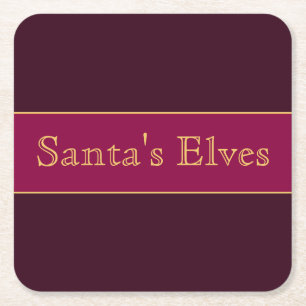 SANTA'S ELVES Spaß Festivals Burgund Red Stripes Rechteckiger Pappuntersetzer